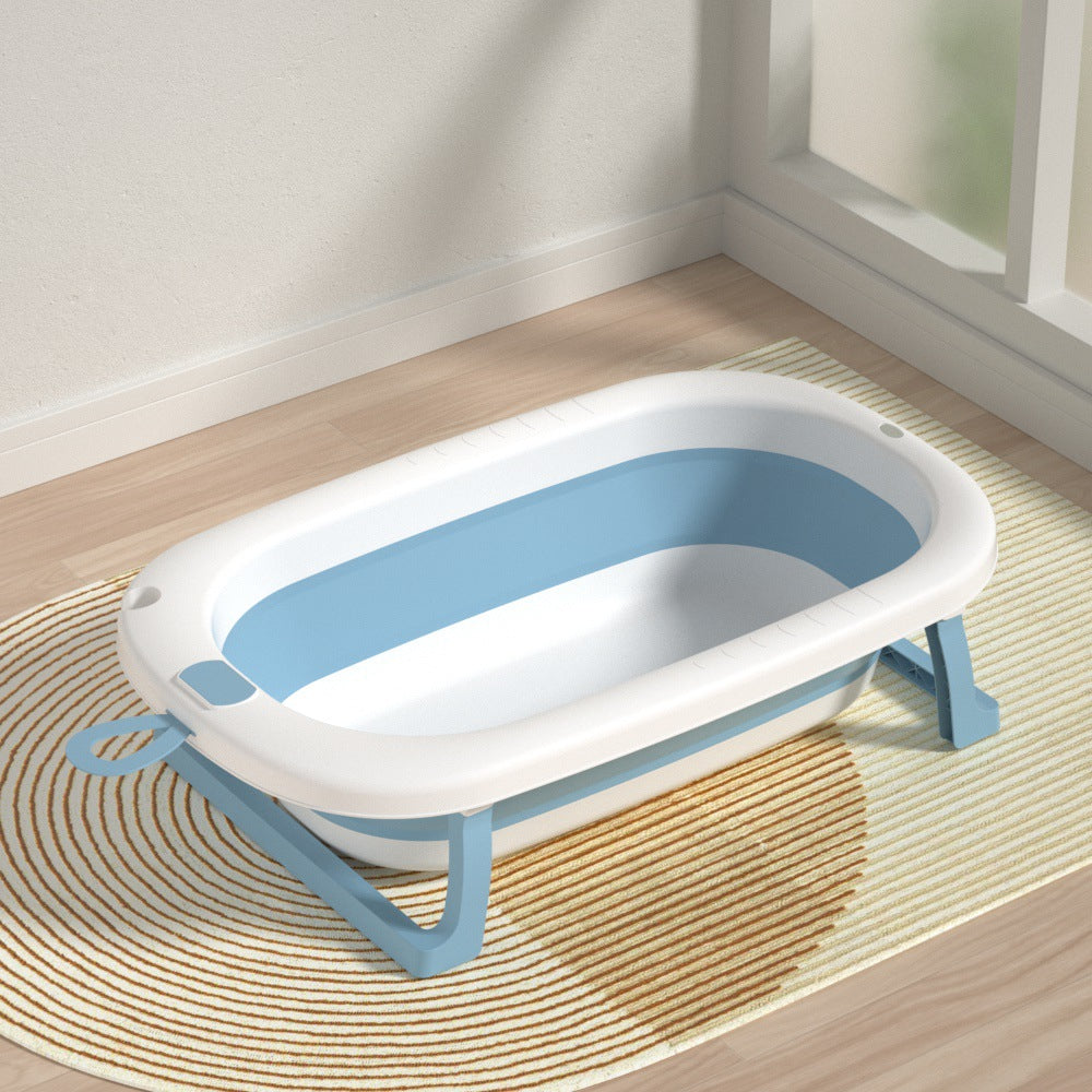 Foldable Baby Bath Tub, Plastic portable baby bathtub blue