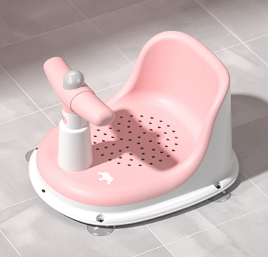 Baby Bath Seat with Non-Slip Mat, Backrest & Suction Cups, 6-24 Months pink