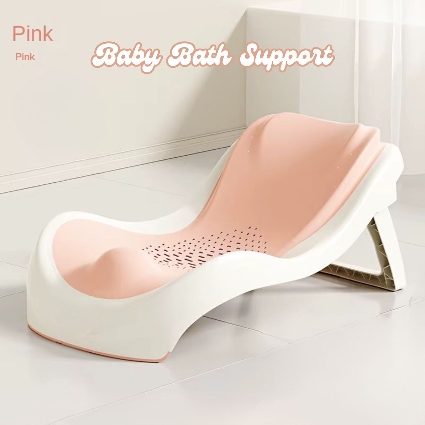 Baby Bath Support Seat for Newborns – Soft Backrest, Anti-Slip Suction, Secure Infant Bath Seat for Bathtub or Sink, Ergonomic & Safe Baby Bath Chair for 0-12 Months pink